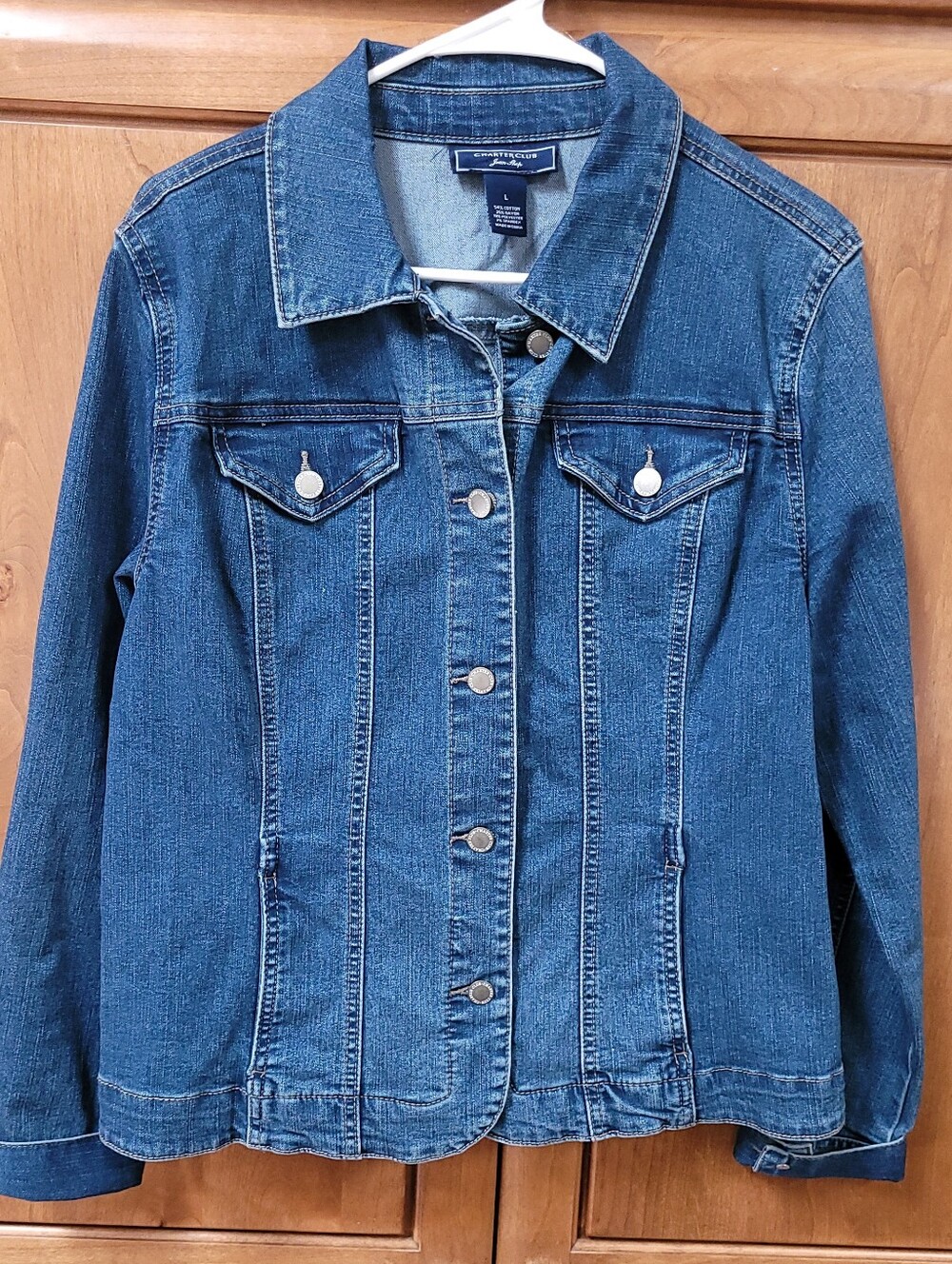 EUC | Charter Club Pocketed Dark Blue Wash Denim Jean Jacket - Picture 1 of 9